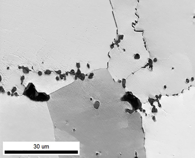An IQ map at a higher magnification within the center of the braze region.