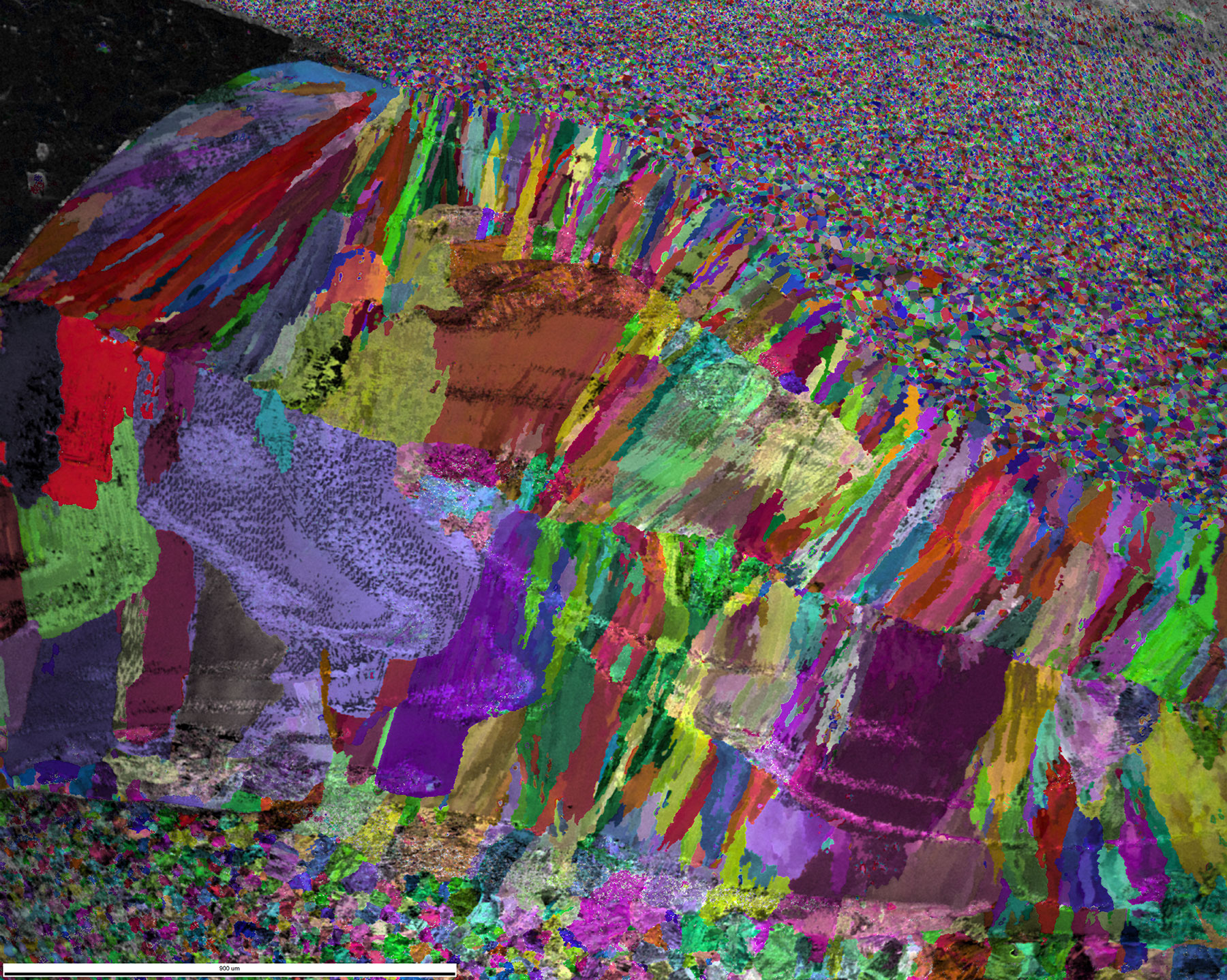 An IPF on PRIAS center map after parent grain reconstruction.