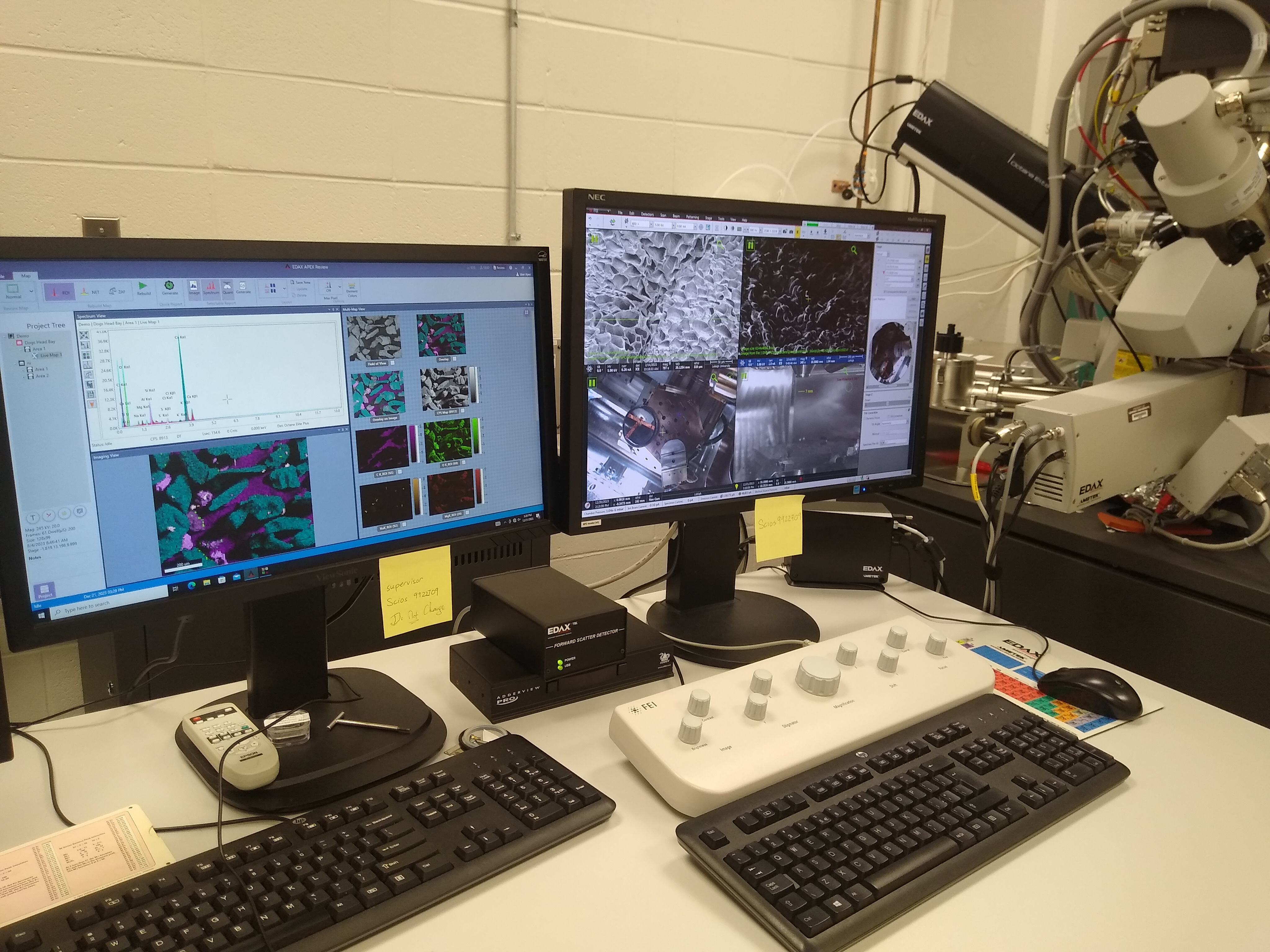 EDAX EDS and EBSD systems running APEX software in the SEM lab in the Institute for Functional Materials and Devices at Lehigh University.